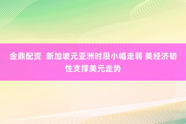金鼎配资  新加坡元亚洲时段小幅走弱 美经济韧性支撑美元走势