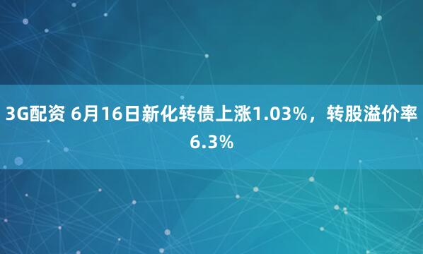3G配资 6月16日新化转债上涨1.03%，转股溢价率6.3%