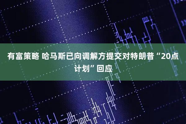 有富策略 哈马斯已向调解方提交对特朗普“20点计划”回应