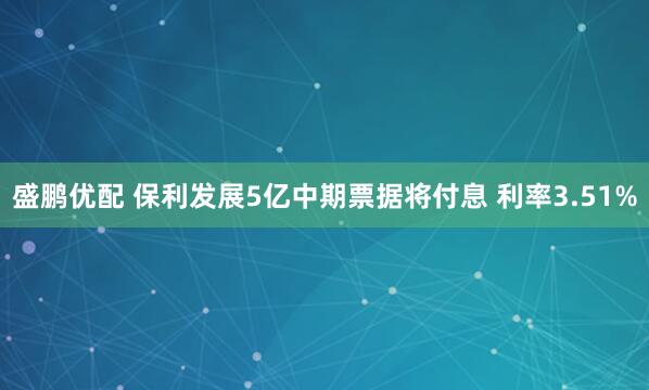 盛鹏优配 保利发展5亿中期票据将付息 利率3.51%